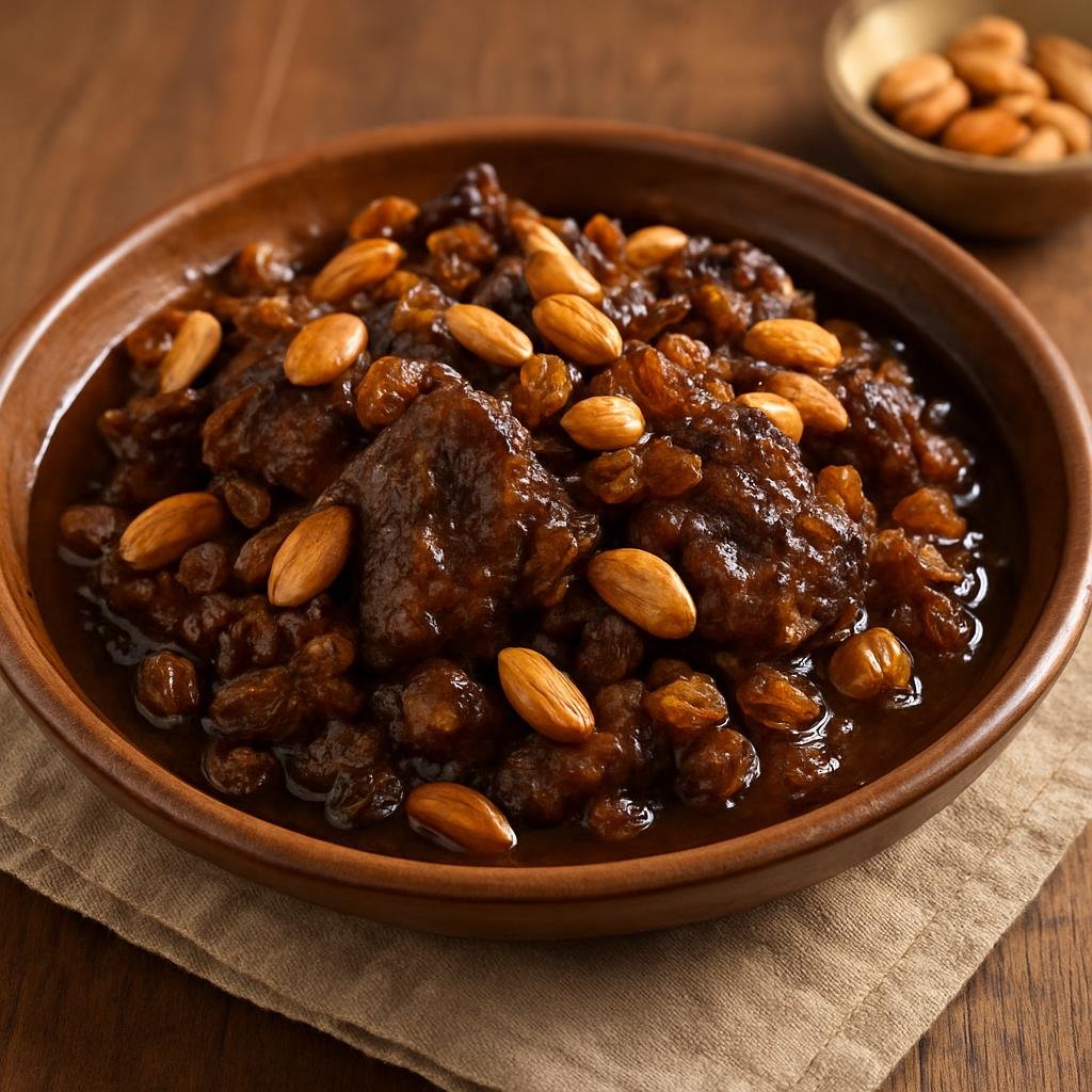 Entree: Morocco – Rif Mountains – مرزية ➤ Mrouziya (Moroccan sweet-and-spiced lamb stew with honey, raisins, and almonds) recipe