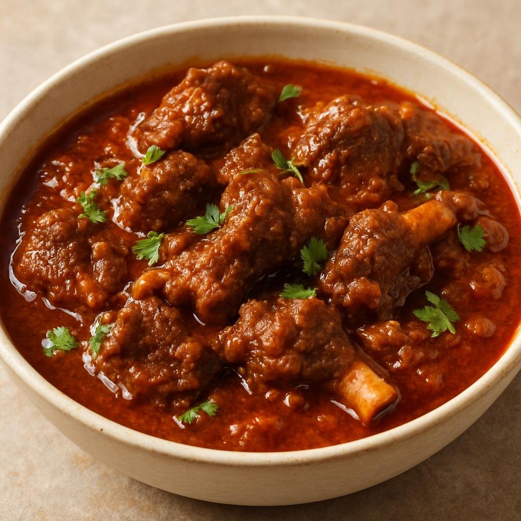 Entree: India – Parsi-Indian – Parsi Mutton Curry (Rich Parsi-style mutton stew cooked with onions, tomatoes, warming spices, and a tangy touch of vinegar) recipe