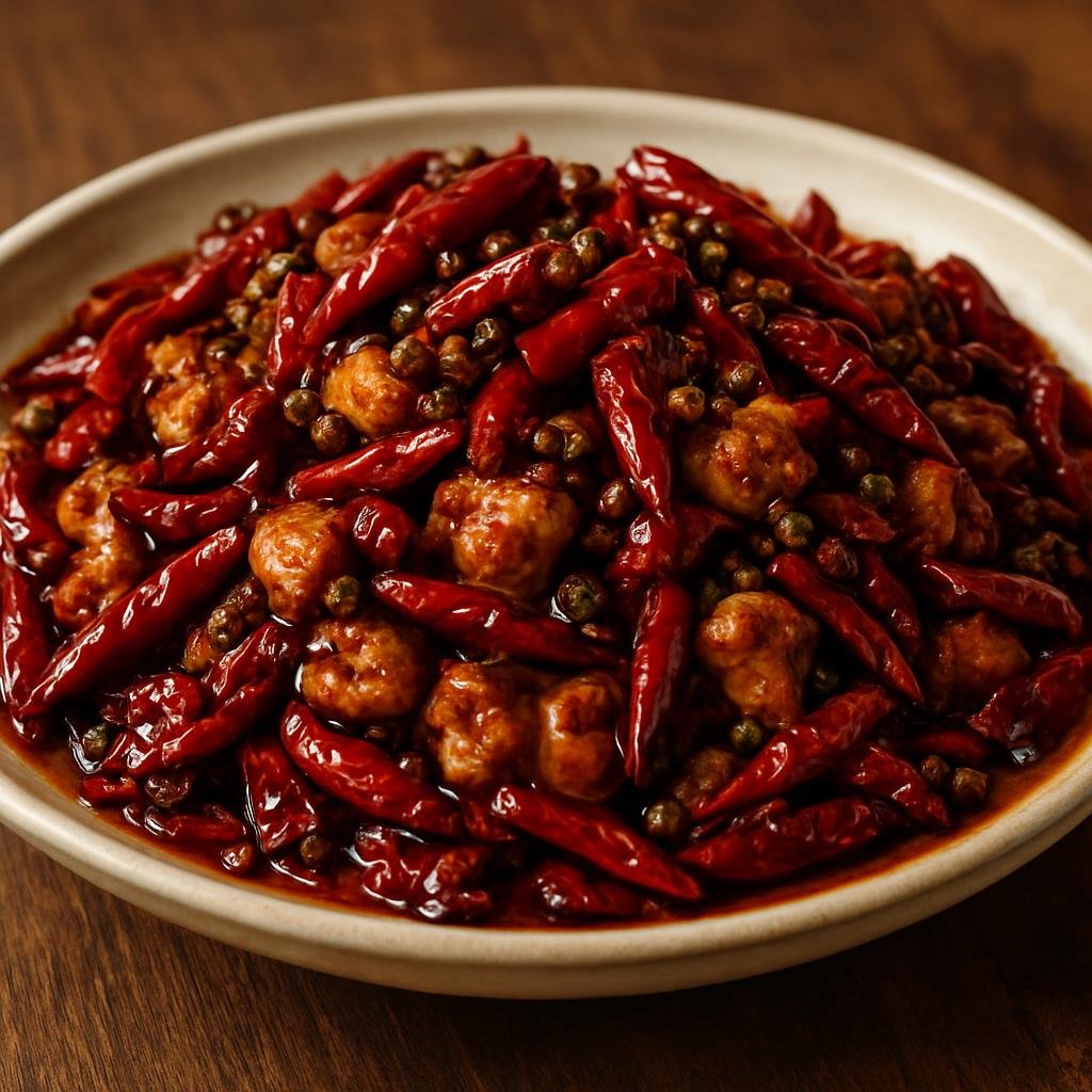 Entree: China – Guizhou – 辣子鸡 ➤ Làzǐ jī (Dry-stir-fried spicy chicken tossed with abundant dried chilies and numbing peppercorns) recipe